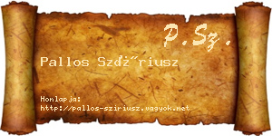 Pallos Szíriusz névjegykártya